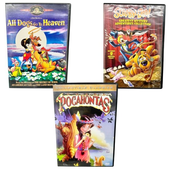 Set of 3 DVDs All Dogs Go To Heaven Scooby-Doo Pocahontas Kids Family Movies - Picture 1 of 8